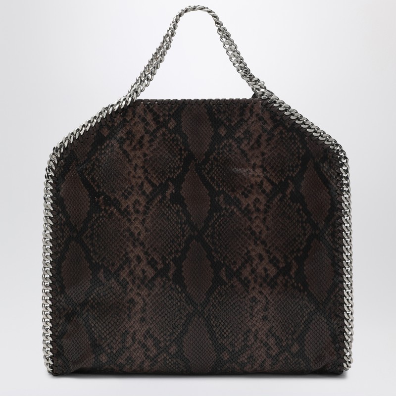Stella Mccartney Falabella Tote Fold Over With Snake Print In Brown
