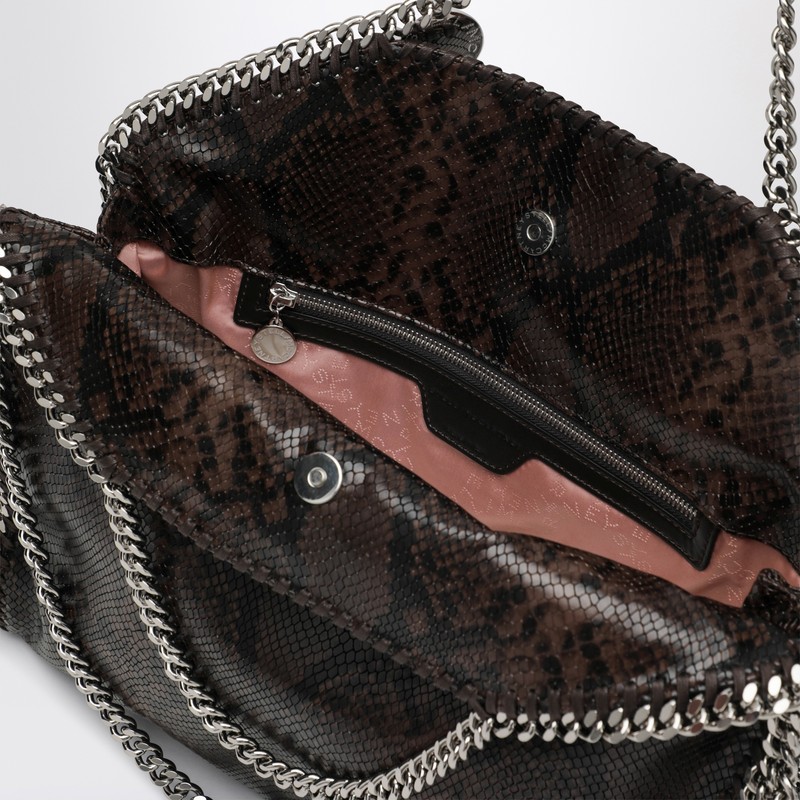 Stella Mccartney Falabella Tote Fold Over With Snake Print In Brown