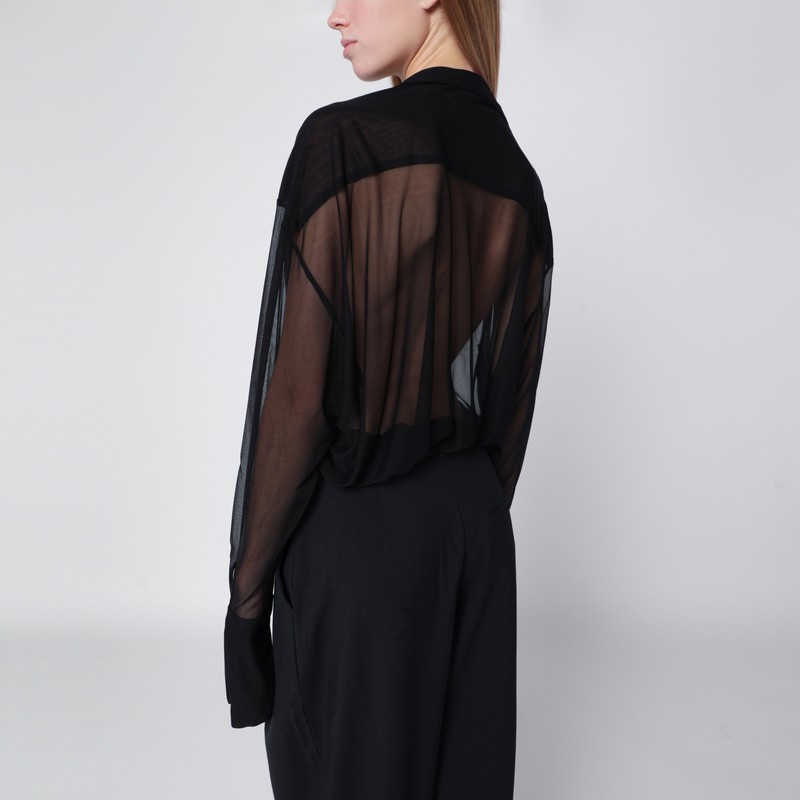 Francesco Murano Semi-transparent Black Blouse In Black