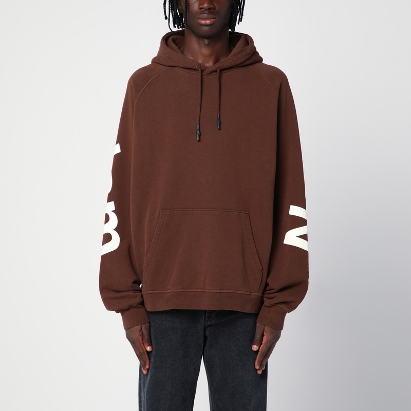 Brown cotton sweatshirt with logo