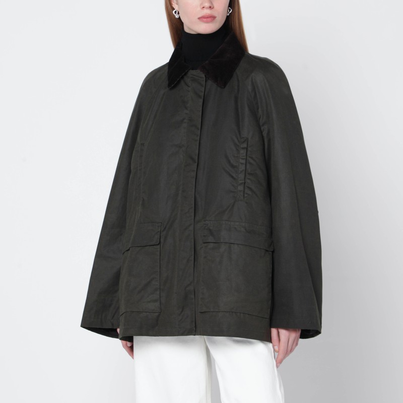 Forest green waxed cotton country jacket