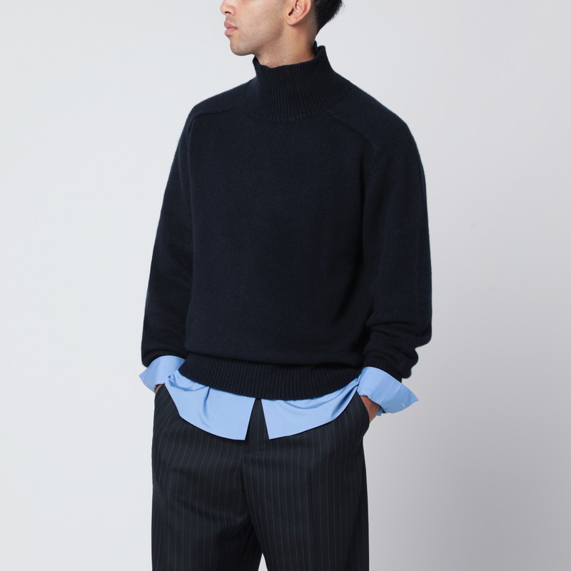 Navy blue cashmere turtleneck sweater