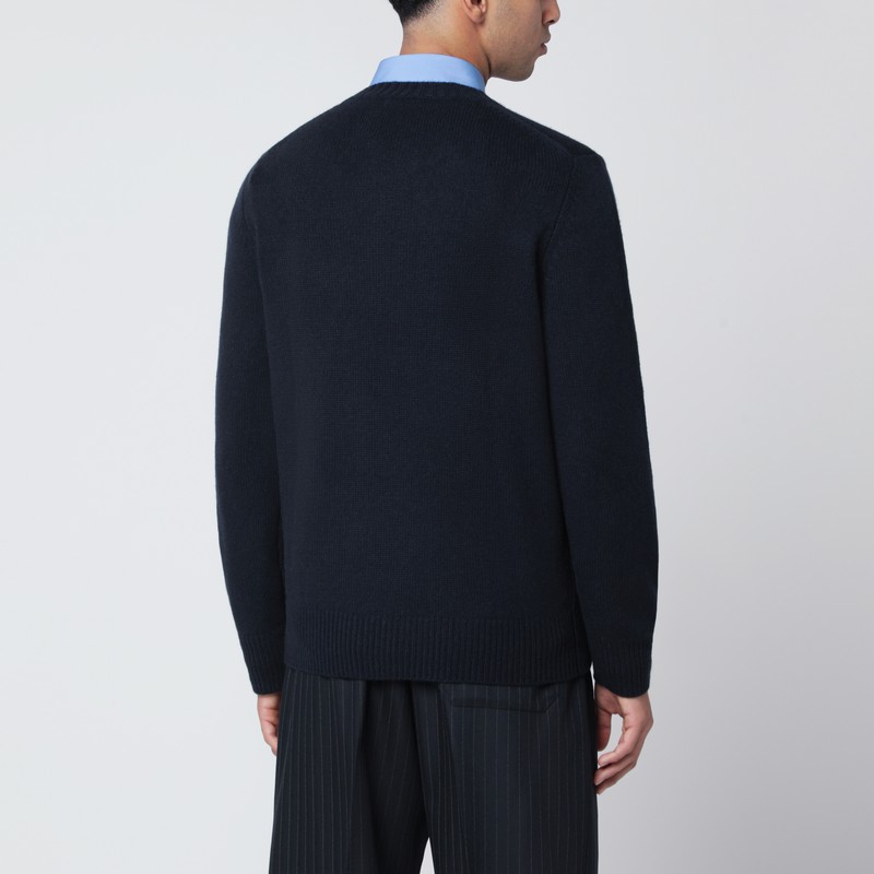 Soft Goat Navy Blue Cashmere Crewneck Sweater In Blue