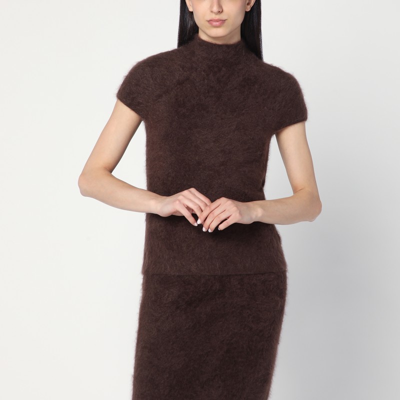 Mocha-coloured brushed cashmere sweater