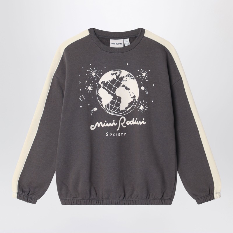 Mini Rodini Grey Sweatshirt In Organic Cotton In Green