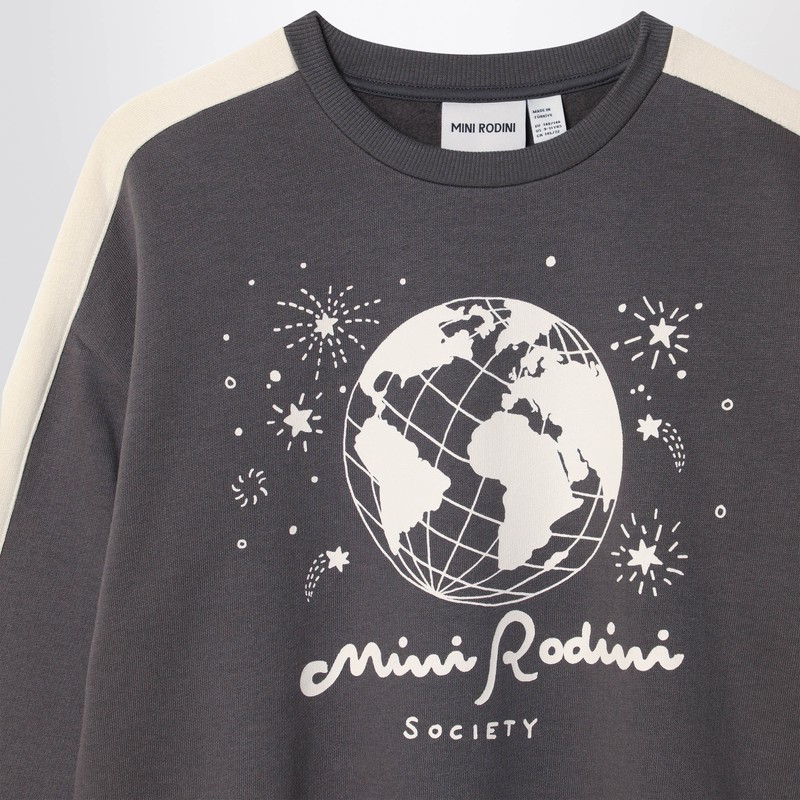 Mini Rodini Grey Sweatshirt In Organic Cotton In Green