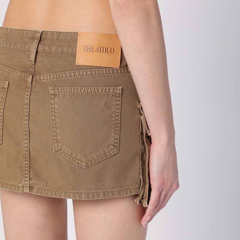 Attico Fay Denim Cargo Miniskirt In Brown