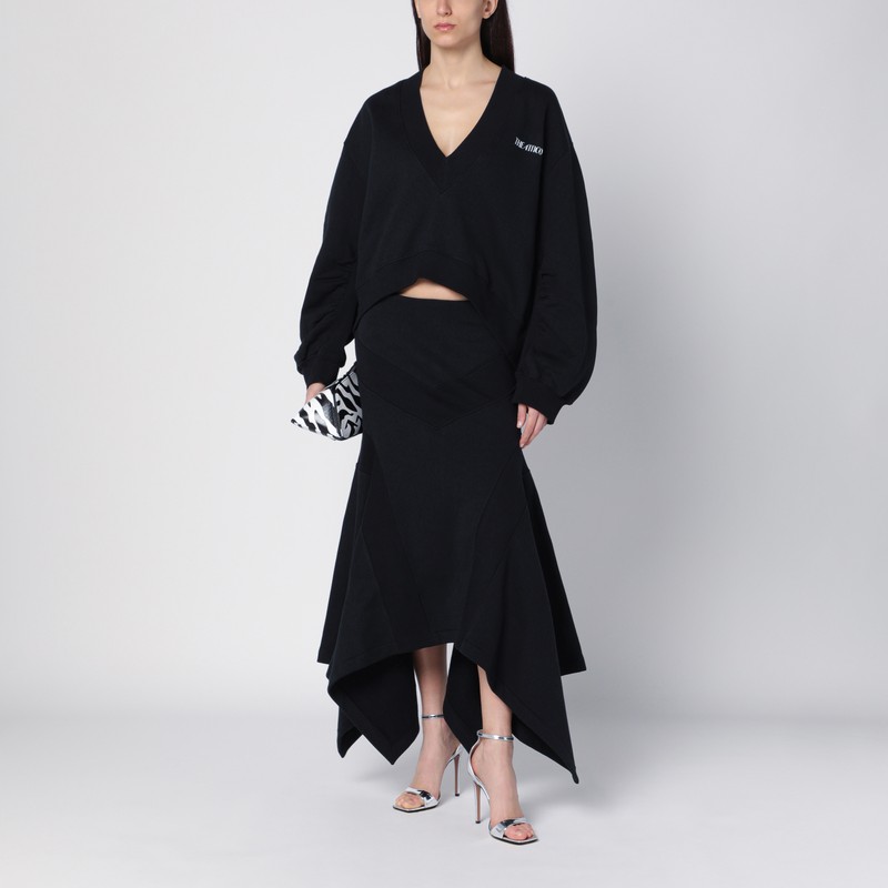 Attico Asymmetric Midi Skirt In Black