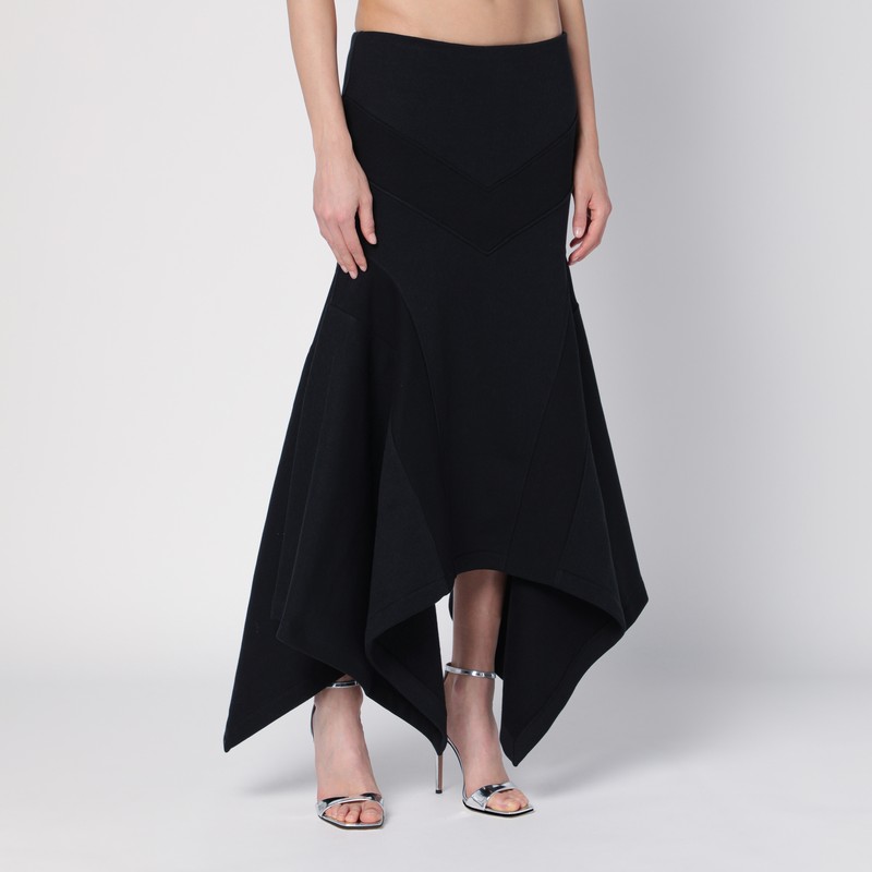 Attico Asymmetric Midi Skirt In Black