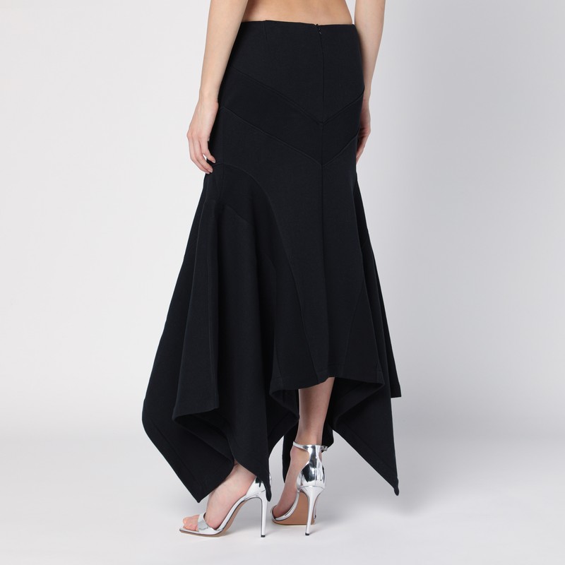 Attico Asymmetric Midi Skirt In Black