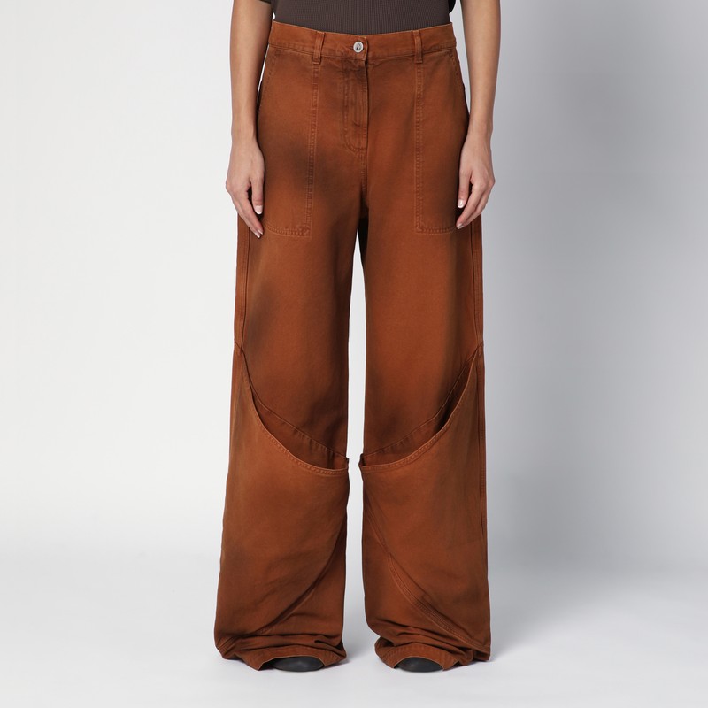 Attico Khaki Long Pants In Brown