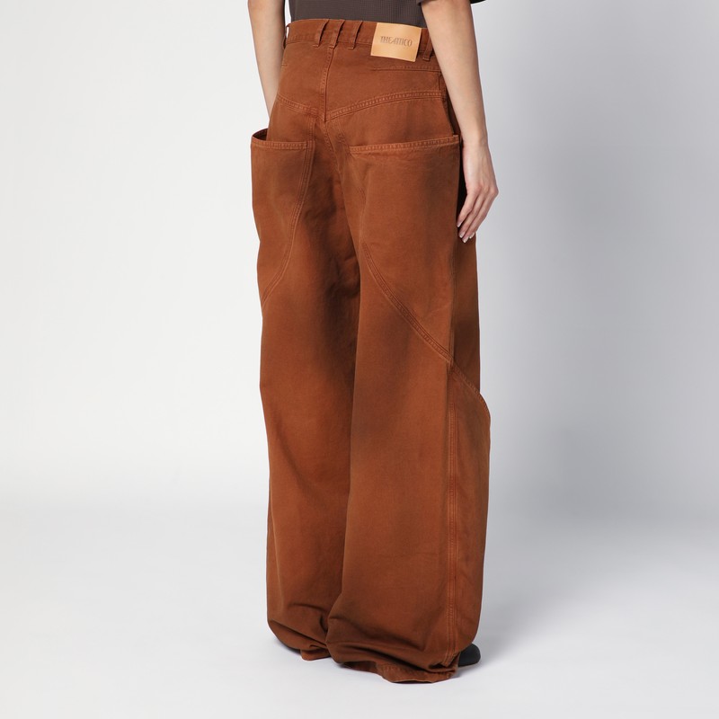 Attico Khaki Long Pants In Brown
