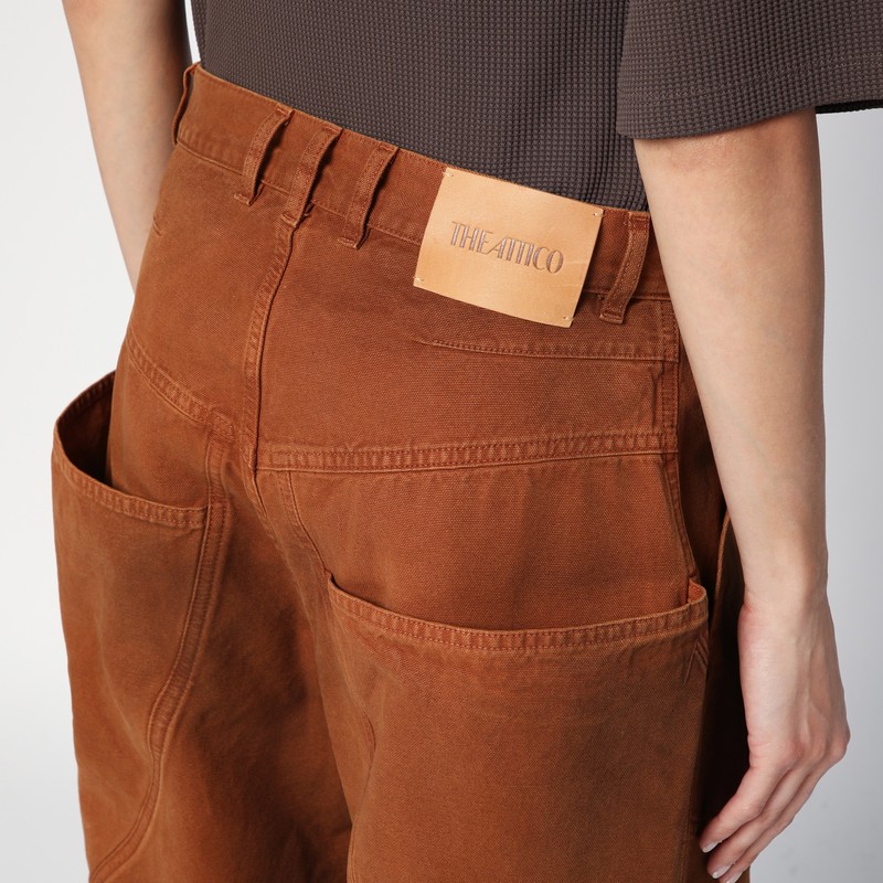 Attico Khaki Long Pants In Brown
