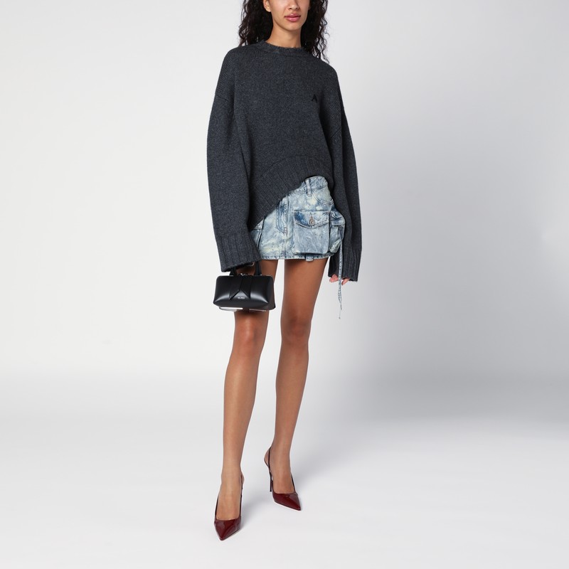 Attico Fay Cargo Mini Skirt In Washed Denim In Blue