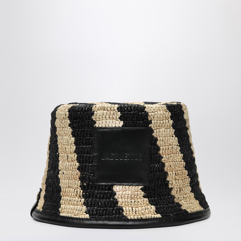 Le Bob Soli striped raffia bucket hat