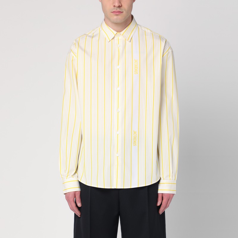 White/yellow striped shirt with logo