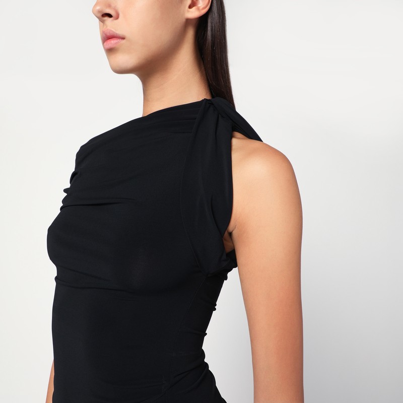 Jacquemus La Mini Robe Drapeado Jersey Dress In Black