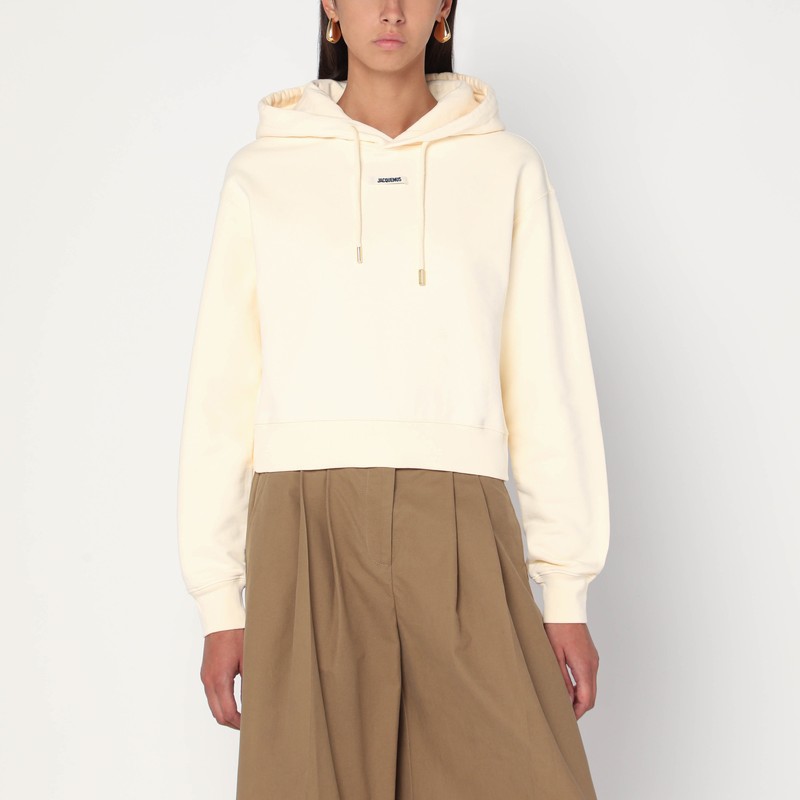 Light beige Gros Grain hooded sweatshirt
