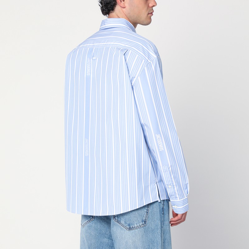 Jacquemus Simon Striped Cotton Shirt In Blue
