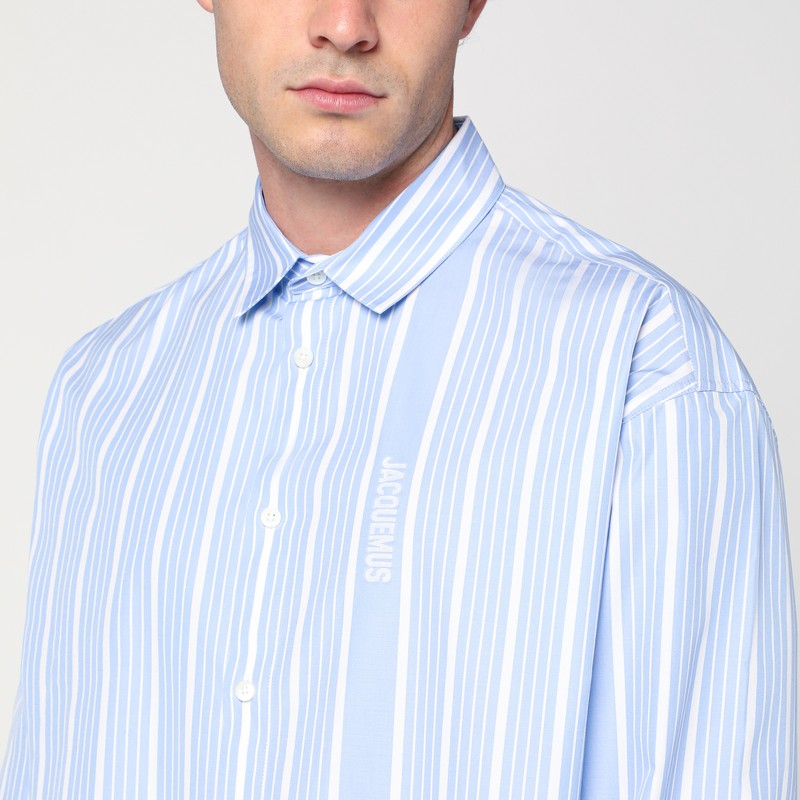 Jacquemus Simon Striped Cotton Shirt In Blue