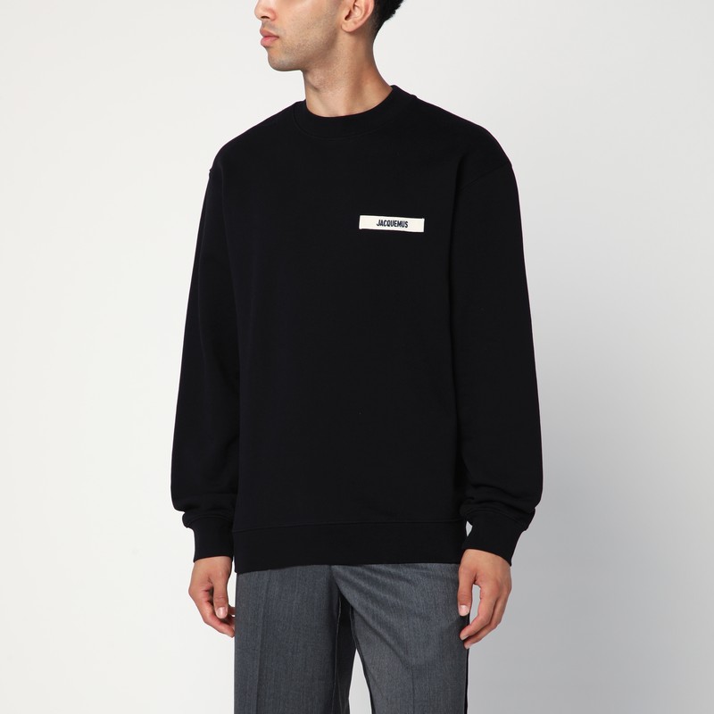 Black crew neck cotton sweatshirt