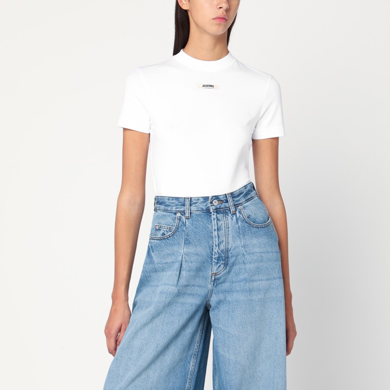 White T-shirt with logo patch