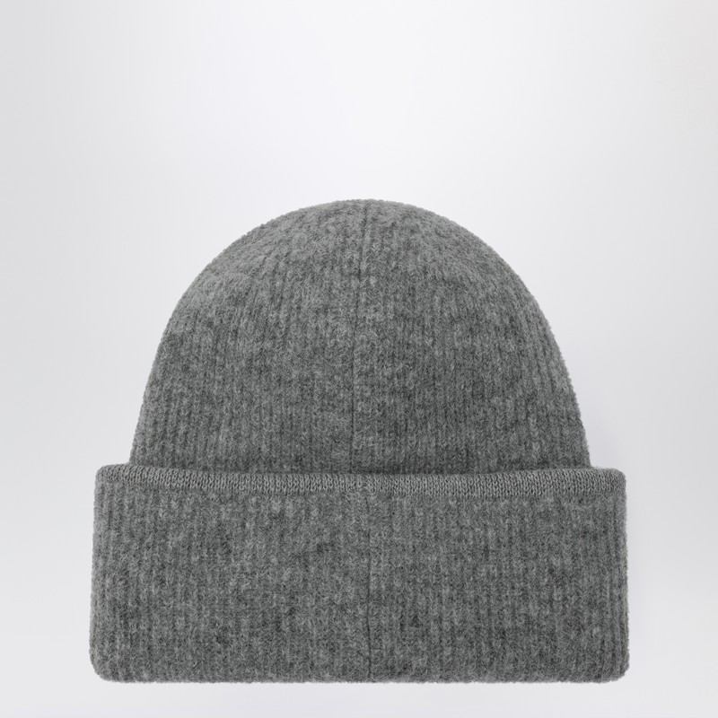 Jacquemus Gros Grain Ribbed Alpaca Beanie In Gray