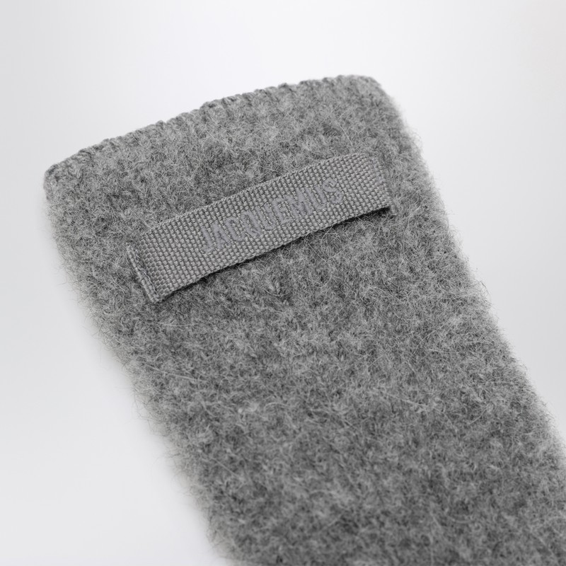 Jacquemus Les Gants Gros Grain Alpaca Blend Gloves In Gray