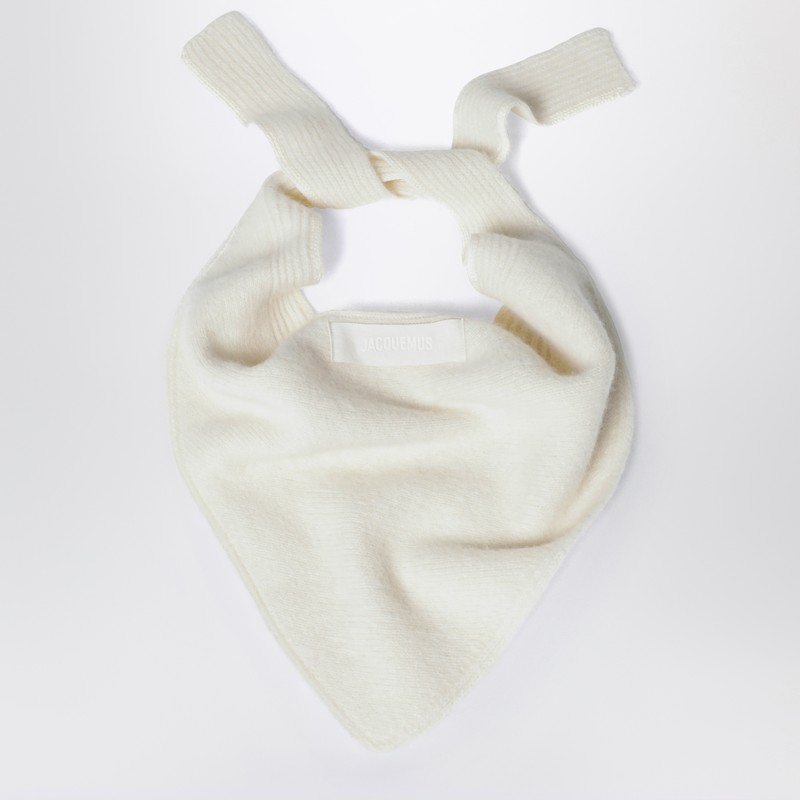 Jacquemus White Scarf With Grosgrain Logo In Neutral