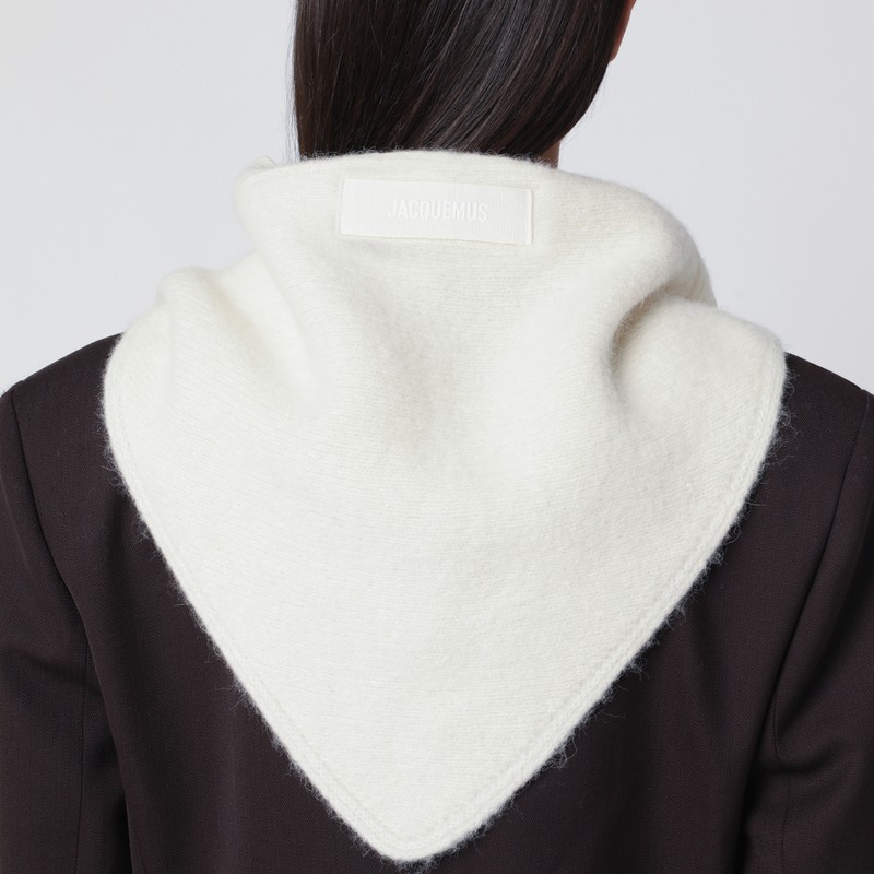 Jacquemus White Scarf With Grosgrain Logo In Neutral