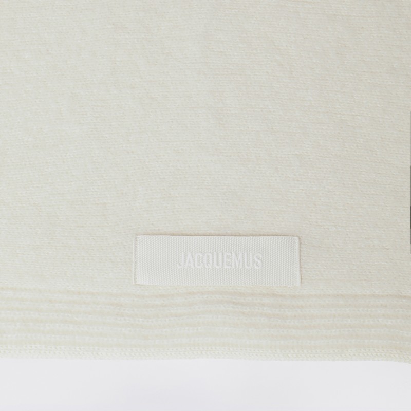 Jacquemus White Scarf With Grosgrain Logo In Neutral