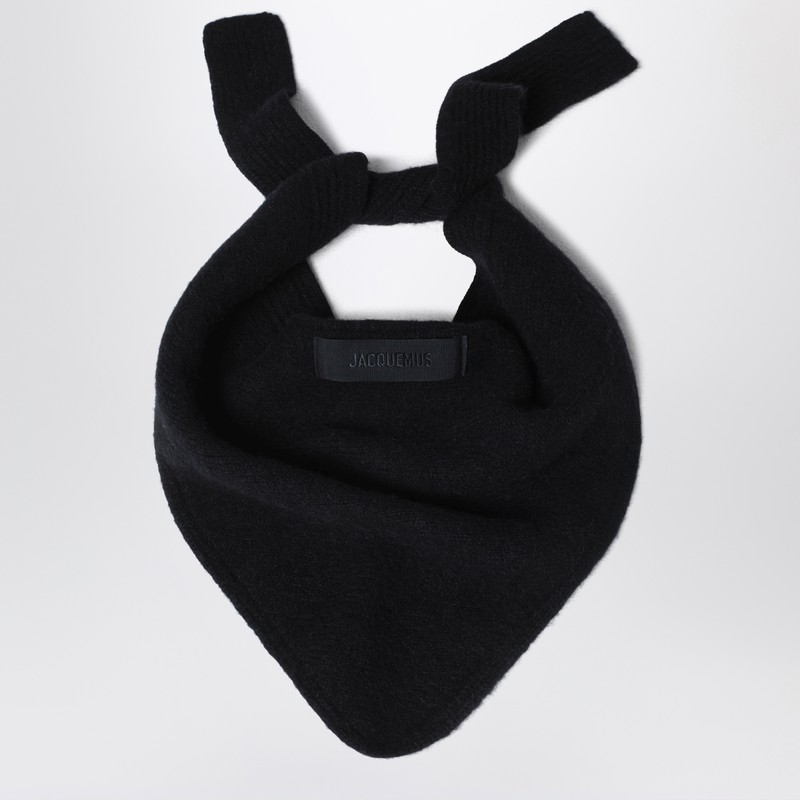 Jacquemus Black Scarf With Grosgrain Logo In Black