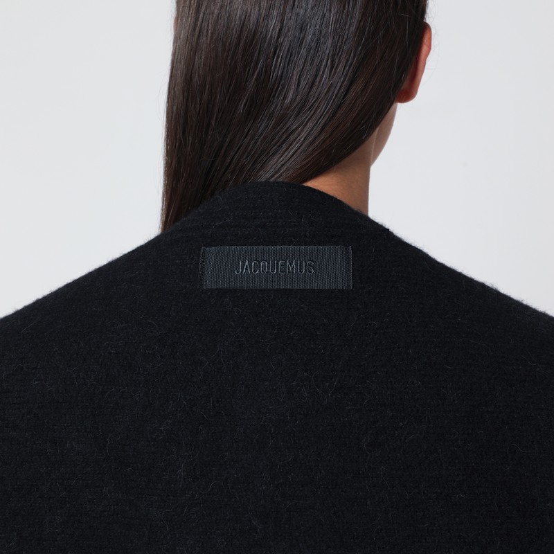 Jacquemus Black Scarf With Grosgrain Logo In Black