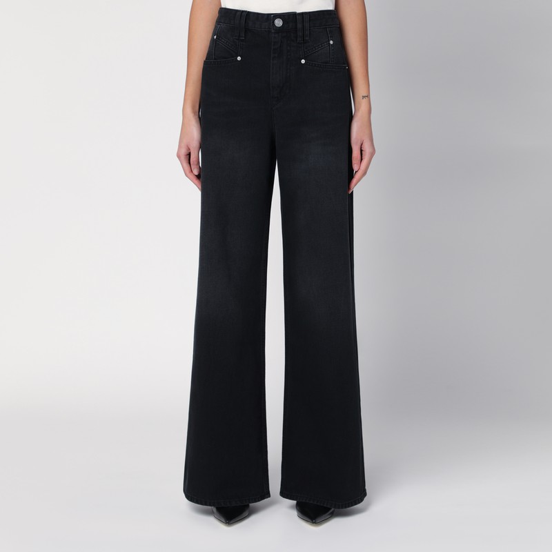Black wide denim jeans