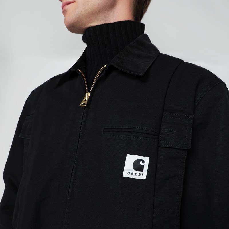 Sacai Black Cotton Zip Jacket In Black