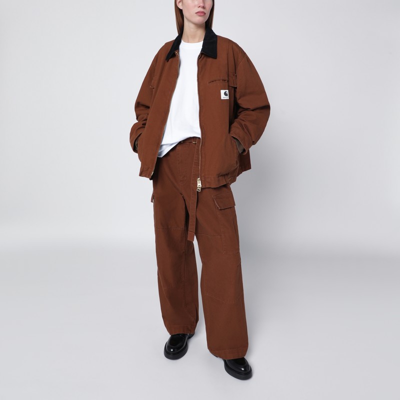 Sacai Beige Cotton Zip Jacket In Brown