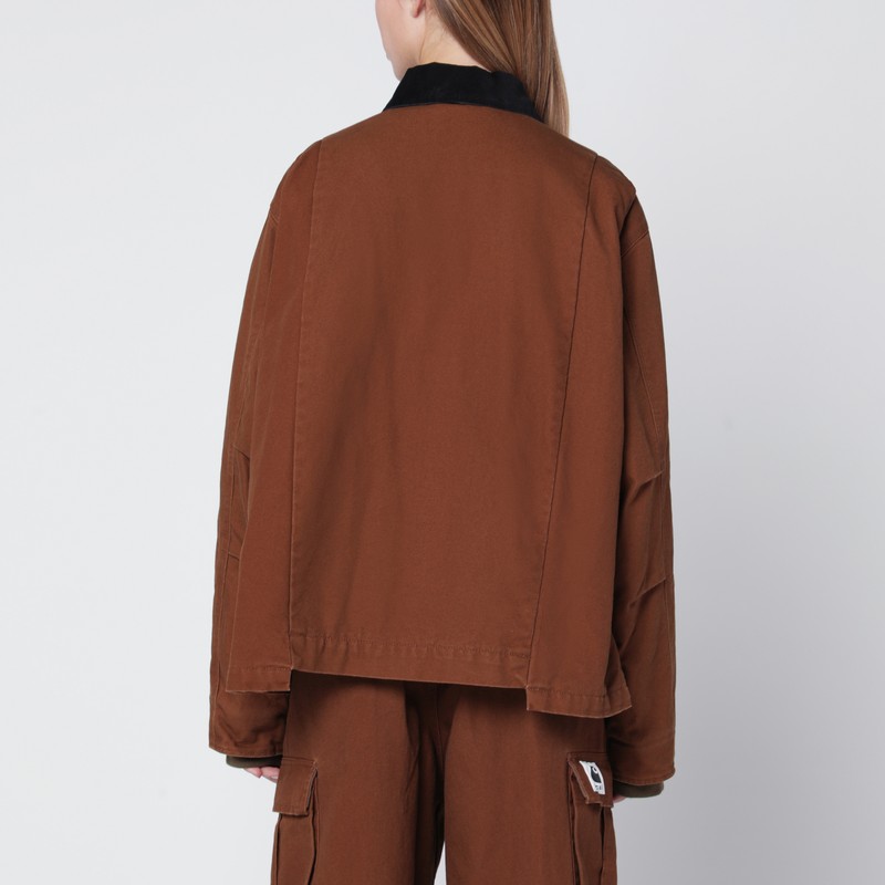 Sacai Beige Cotton Zip Jacket In Brown