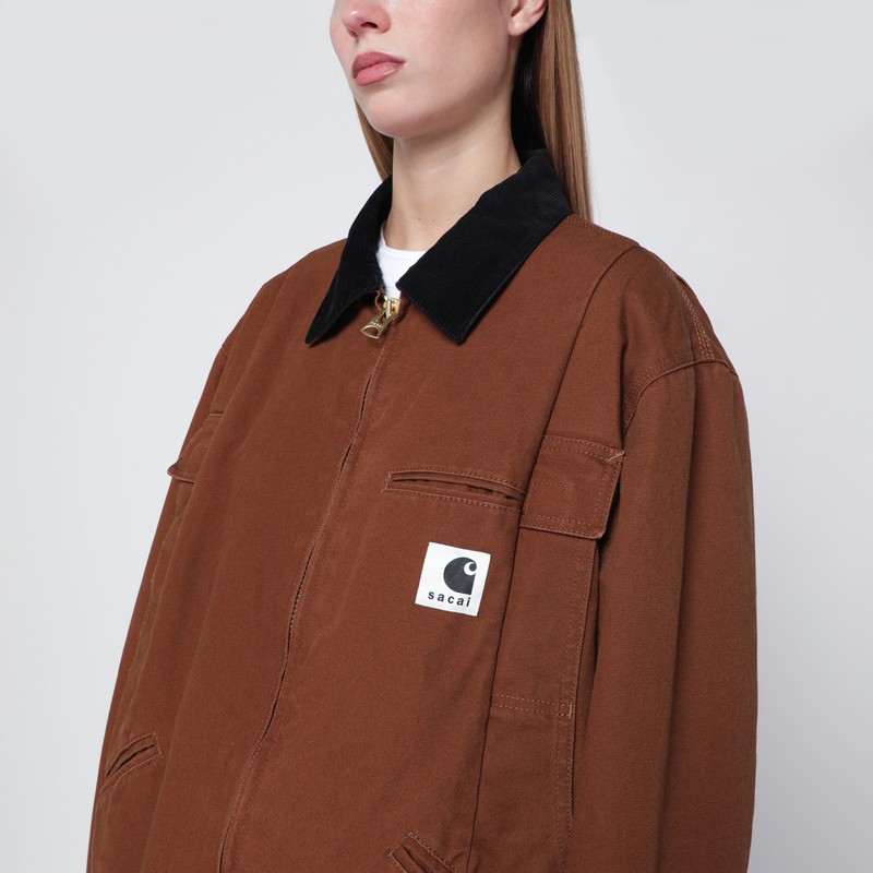 Sacai Beige Cotton Zip Jacket In Brown