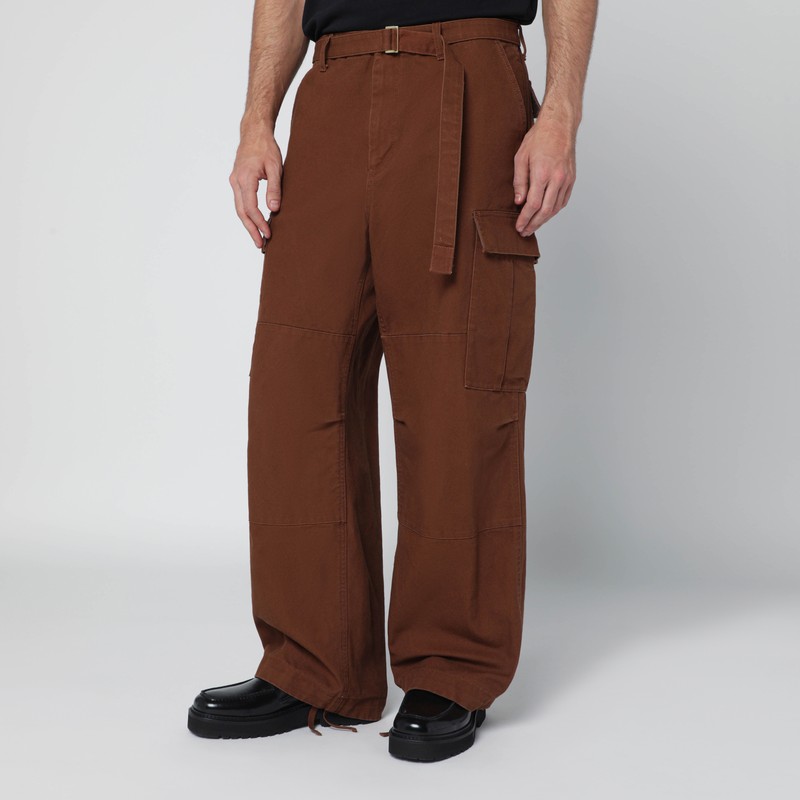 Beige cotton cargo trousers