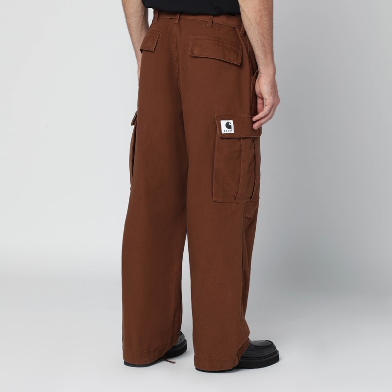 Sacai Beige Cotton Cargo Trousers In Brown