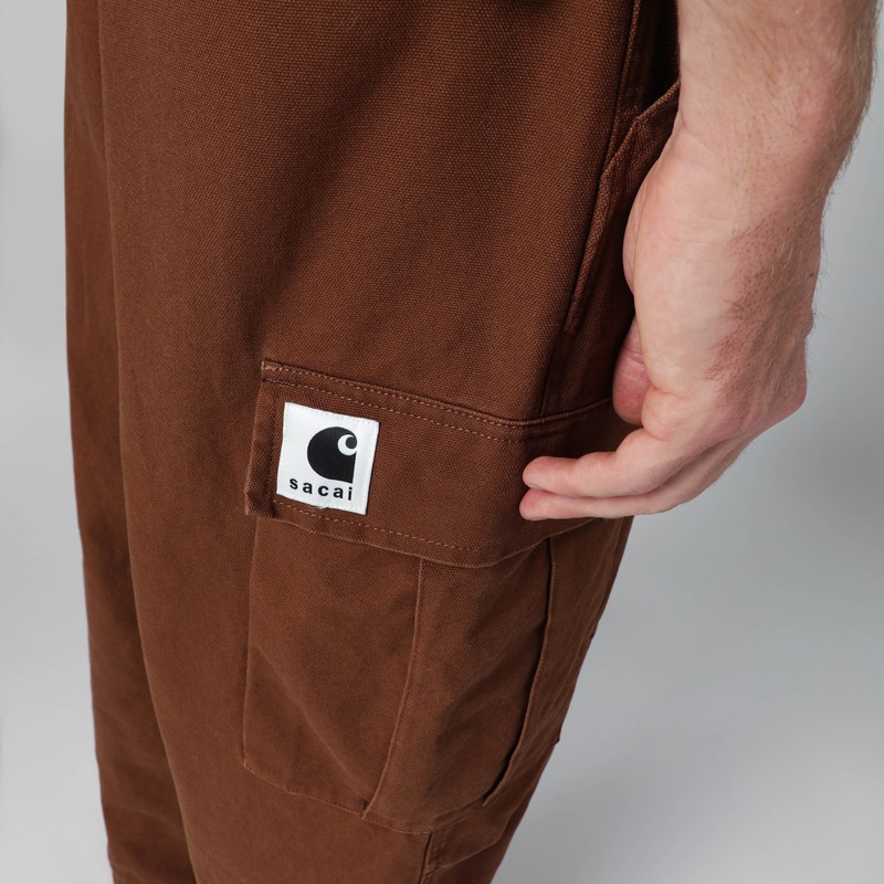Sacai Beige Cotton Cargo Trousers In Brown