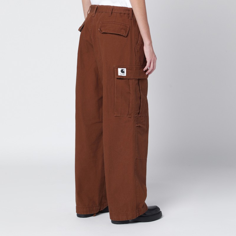 Sacai Beige Cotton Cargo Trousers In Sand