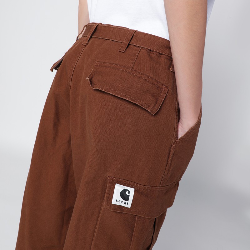 Sacai Beige Cotton Cargo Trousers In Sand