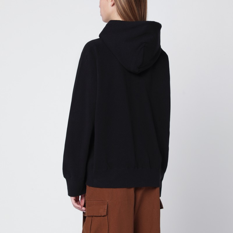 Sacai Black Cotton Hoodie In Black