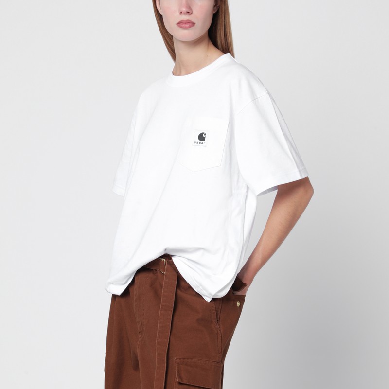 White cotton T-shirt with logo patch