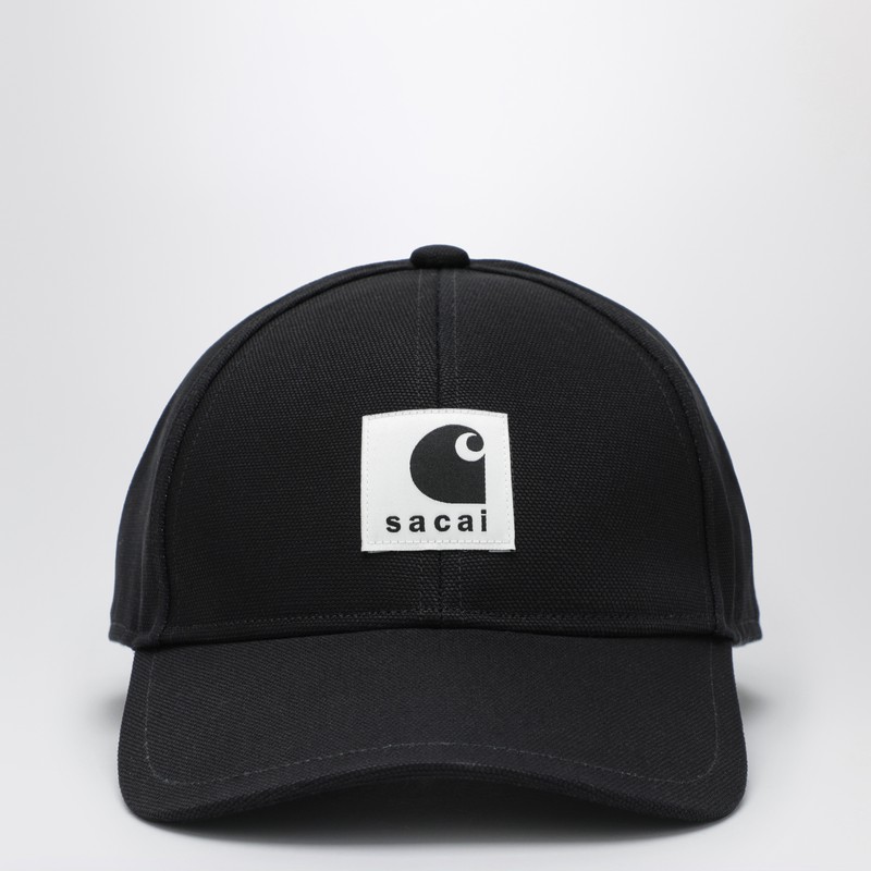 Black baseball cap with logo patch