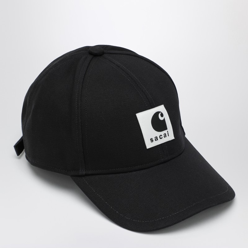 Sacai Black Baseball Cap With Logo Patch In Black