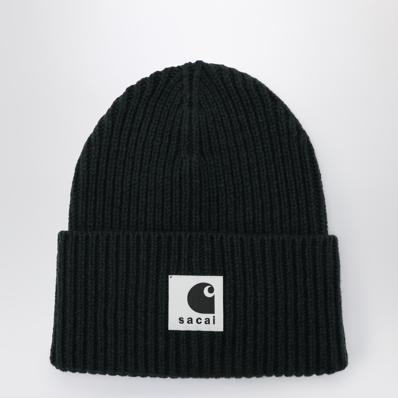 Dark green beanie with logo patch