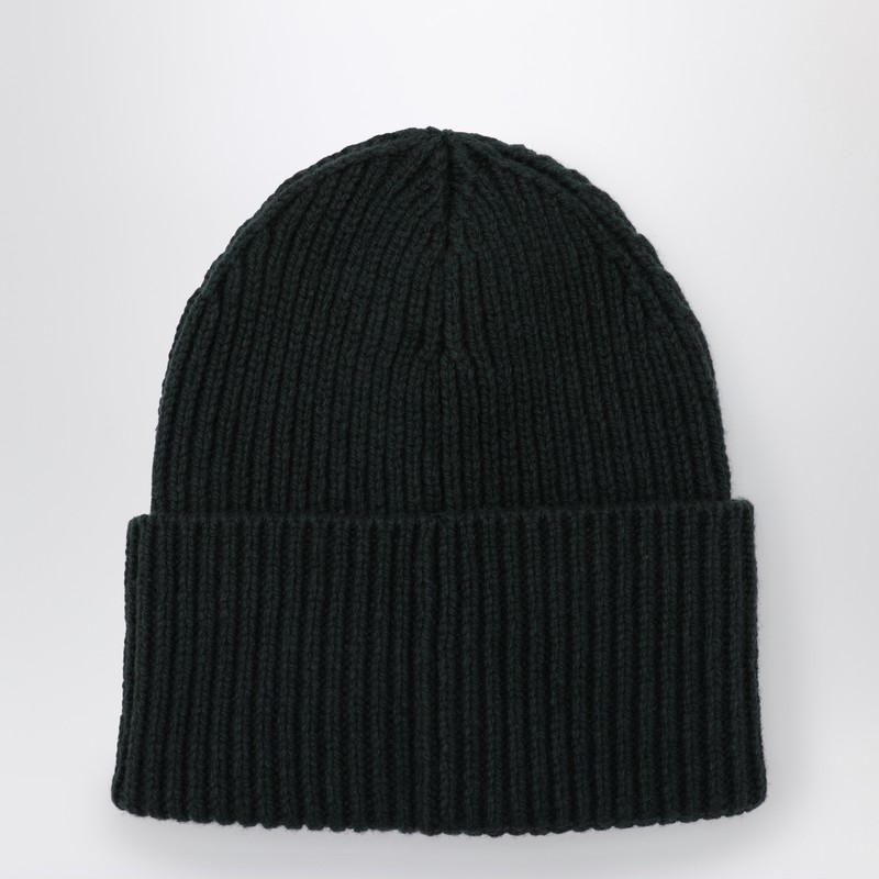 Sacai X Carhartt Wip Black Beanie With Logo Patch In Green