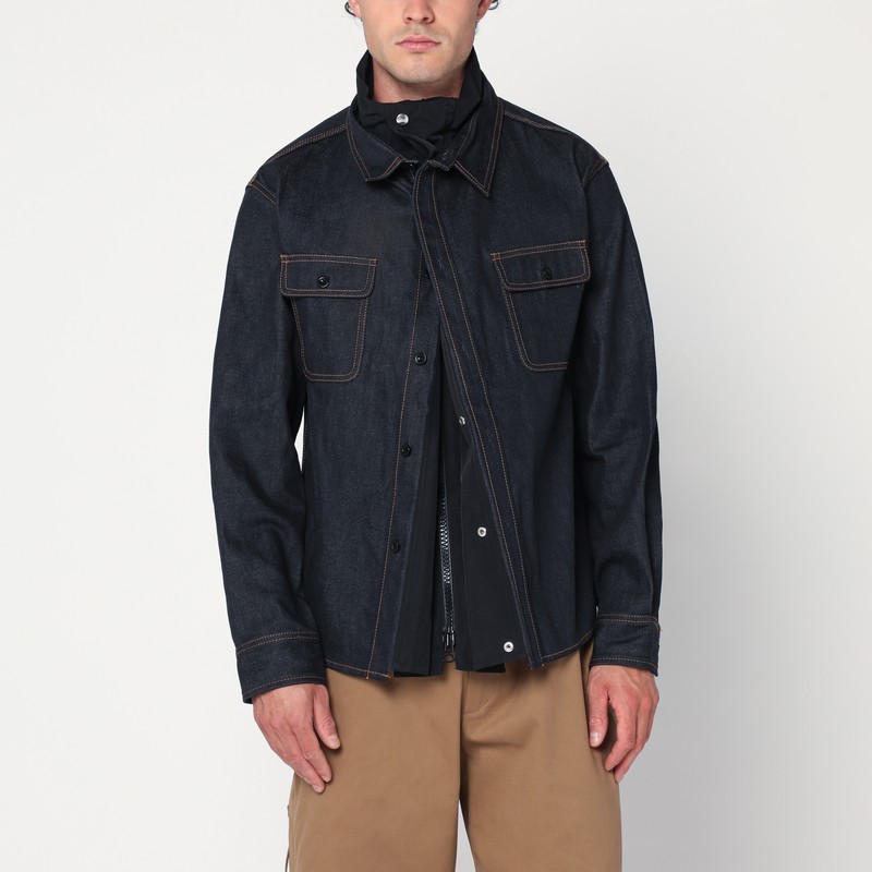 Shirt with pockets in dark blue denim